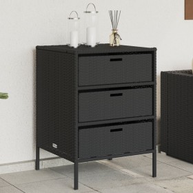 Armadietto Portaoggetti da Giardino Nero 55x59x80cm Polyrattan