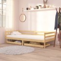 Divano Letto con Cassetti 90x200 cm Legno Massello di Pino