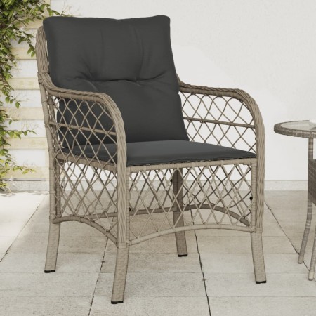 Sedie da Giardino con Cuscini 2 pz Grigio Chiaro in Polyrattan