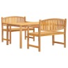 Set da Pranzo per Giardino 3 pz in Legno Massello di Teak