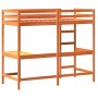 Letto Soppalco con Scrivania Marrone Cera 80x200 cm Legno Pino