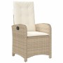 Sedie Reclinabili da Giardino 2pz con Cuscini Beige Polyrattan