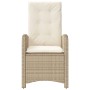 Sedie Reclinabili da Giardino 2pz con Cuscini Beige Polyrattan