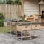 Set Pranzo da Giardino 5 pz con Cuscini Beige Misto Polyrattan