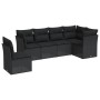 Set Divano da Giardino 6 pz con Cuscini Nero in Polyrattan