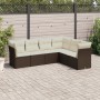 Set Divani da Giardino 6 pz con Cuscini Marrone in Polyrattan