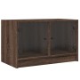 Mobile Porta TV con Ante in Vetro Rovere Marrone 68x37x42 cm