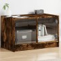 Mobile Porta TV con Ante in Vetro Rovere Fumo 68x37x42 cm