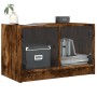 Mobile Porta TV con Ante in Vetro Rovere Fumo 68x37x42 cm