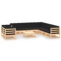 Set Salotto Giardino 10pz Cuscini Antracite Legno Massello Pino