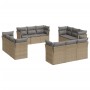 Set Divani da Giardino 12 pz con Cuscini Beige in Polyrattan