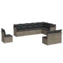 Set Divano da Giardino 10 pz con Cuscini Grigio in Polyrattan