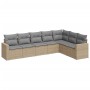 Set Divani da Giardino 7 pz con Cuscini Beige in Polyrattan