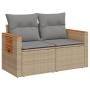 Divano da Giardino con Cuscini a 2 Posti Beige in Polyrattan