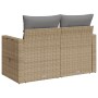 Divano da Giardino con Cuscini a 2 Posti Beige in Polyrattan