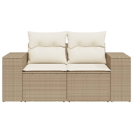 Divano da Giardino con Cuscini a 2 Posti Beige in Polyrattan