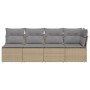 Divano da Giardino con Cuscini a 4 Posti Beige in Polyrattan