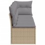 Divano da Giardino con Cuscini a 4 Posti Beige in Polyrattan