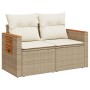 Divano da Giardino con Cuscini a 2 Posti Beige in Polyrattan