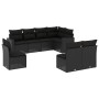 Set Divani da Giardino con Cuscini 8 pz Nero in Polyrattan