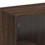 Tavolino Salotto con Ante in Vetro Rovere Marrone 102x50x42 cm