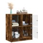 Mobile con Ante in Vetro Rovere Fumo 68x37x75,5 cm