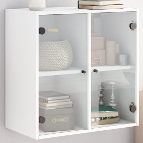 Mobile a Muro con Ante in Vetro Bianco 68x37x68,5 cm