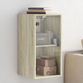 Mobile a Muro con Ante in Vetro Rovere Sonoma 35x37x68,5 cm