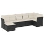 Set Divani da Giardino con Cuscini 7pz Nero Polyrattan