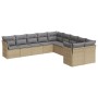 Set Divano da Giardino 10 pz con Cuscini Beige in Polyrattan