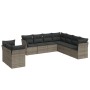 Set Divano da Giardino 9 pz con Cuscini Grigio in Polyrattan