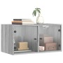 Mobili a Muro con Ante in Vetro 2pz Grigio Sonoma 68,5x37x35 cm