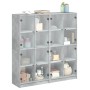 Libreria Ante Grigio Cemento 136x37x142 cm in Legno Multistrato