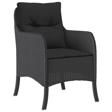 Set da Pranzo da Giardino 7 pz Nero con Cuscini in Polyrattan