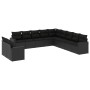 Set Divani da Giardino 11 pz con Cuscini in Polyrattan Nero