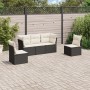 Set Divani da Giardino 5 pz con Cuscini in Polyrattan Nero