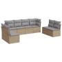 Set Divano da Giardino 8 pz con Cuscini Beige in Polyrattan