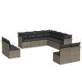 Set Divani da Giardino 11 pz con Cuscini in Polyrattan Grigio