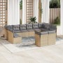 Set Divani da Giardino 12 pz con Cuscini Beige in Polyrattan