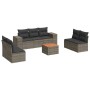 Set Divano da Giardino 8 pz con Cuscini Grigio in Polyrattan