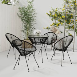 Set da Pranzo per Giardino 5 pz Nero