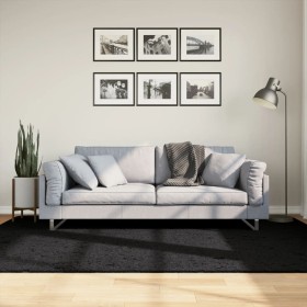 Tappeto Shaggy PAMPLONA a Pelo Lungo Moderno Nero 160x230 cm