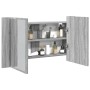 Armadietto a Specchio con LED Grigio Sonoma 80x12x45cm Acrilico