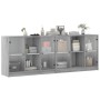 Libreria con Ante Grigio Sonoma 204x37x75 cm Legno Multistrato