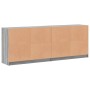 Libreria con Ante Grigio Sonoma 204x37x75 cm Legno Multistrato