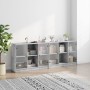 Libreria con Ante Grigio Cemento 204x37x75 cm Legno Multistrato