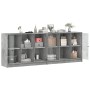 Libreria con Ante Grigio Cemento 204x37x75 cm Legno Multistrato