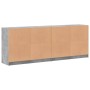 Libreria con Ante Grigio Cemento 204x37x75 cm Legno Multistrato