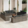 Set Divani da Giardino 13 pz con Cuscini Grigio in Polyrattan