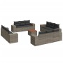 Set Divani da Giardino 13 pz con Cuscini Grigio in Polyrattan